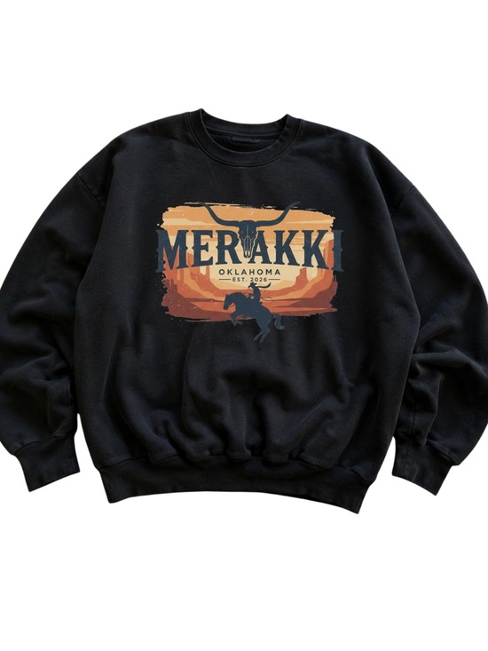 Gildan Tops - Gildan Meraki Black Crewneck Sweatshirt with Sunset Graphic